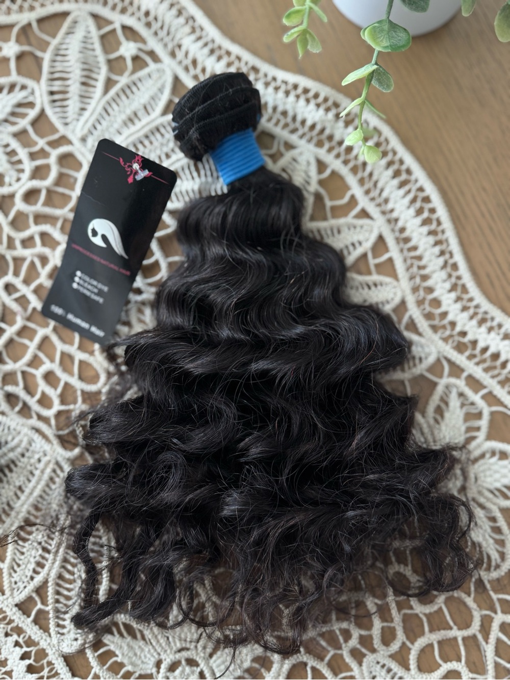 100% Human Hair Weft Extensions 18” Natural Black Wavy Hair